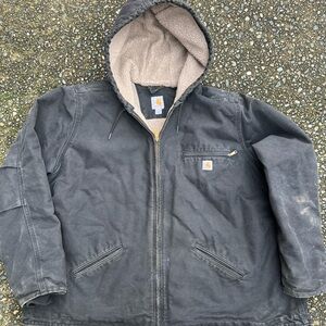 Carhartt Gray Hooded Bomber Jacket